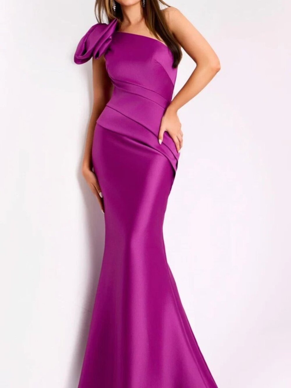 NWT Jovani 43273 Mother of the Bride One Shoulder Mermaid Dress Berry Size 2